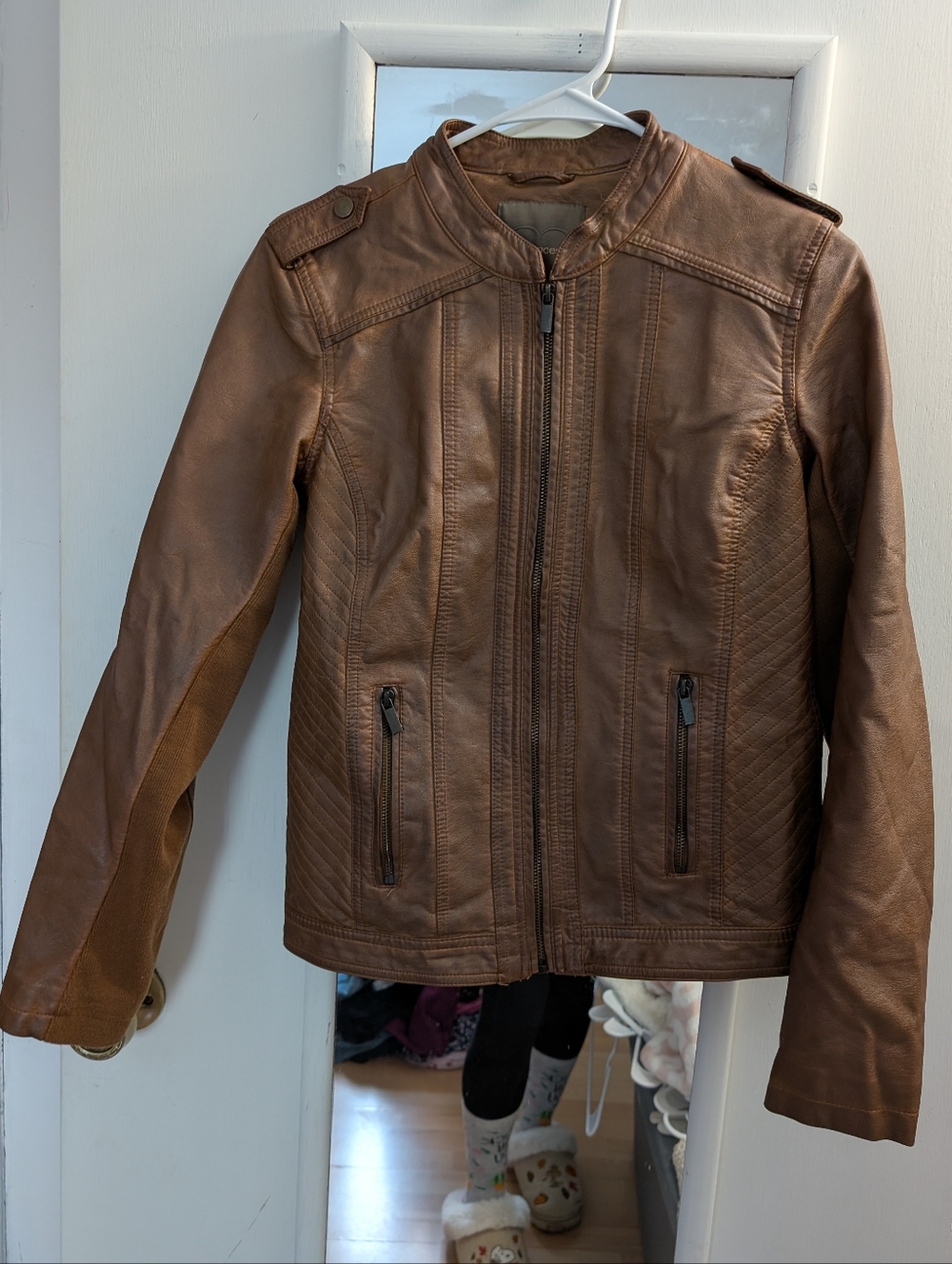 Maurices Women's Brown Faux Leather Jacket Size Small